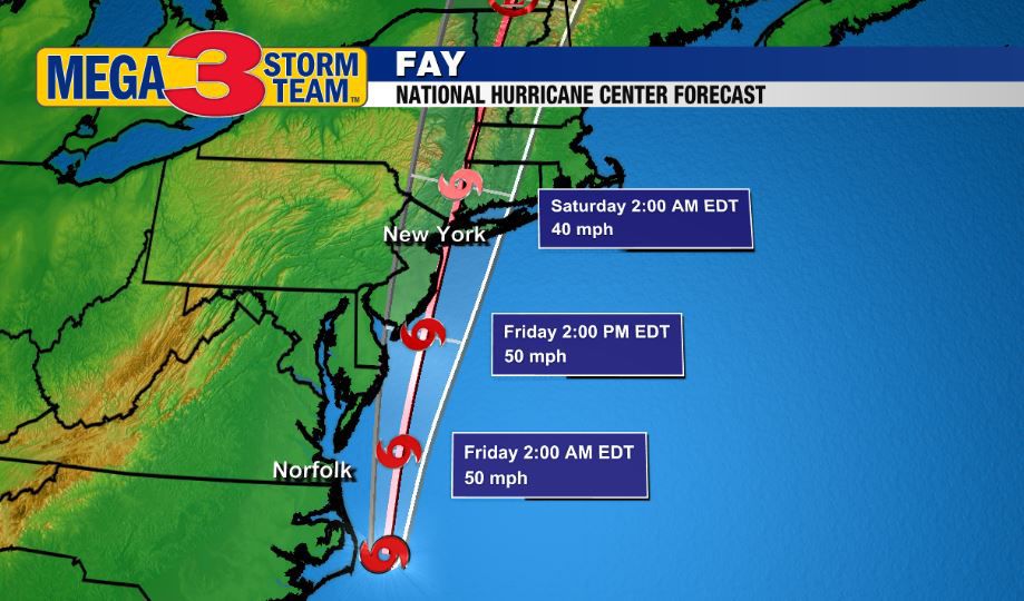 National Hurricane Center Forecast for Tropical Storm Fay